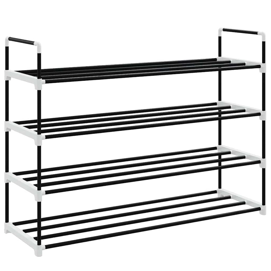 Shoe Rack with 4 Shelves Metal and Plastic Black