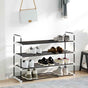 Shoe Rack with 4 Shelves Metal and Plastic Black