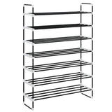 Shoe Rack with 7 Shelves Metal and Plastic Black