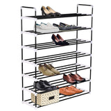 Shoe Rack with 7 Shelves Metal and Plastic Black - Rear View
