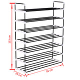 Shoe Rack with 7 Shelves Metal and Plastic Black - Close-Up Angle