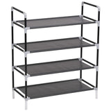 Shoe Rack with 4 Shelves Metal and Non-woven Fabric Black - Side View