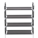 Shoe Rack with 4 Shelves Metal and Non-woven Fabric Black