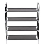 Shoe Rack with 4 Shelves Metal and Non-woven Fabric Black