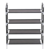 Shoe Rack with 4 Shelves Metal and Non-woven Fabric Black - Top-Down View