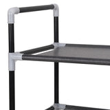 Shoe Rack with 4 Shelves Metal and Non-woven Fabric Black - 45-Degree Angle