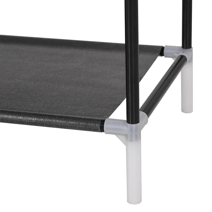 Shoe Rack with 4 Shelves Metal and Non-woven Fabric Black