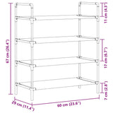 Shoe Rack with 4 Shelves Metal and Non-woven Fabric Black