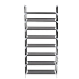 Shoe Rack with 8 Shelves Metal and Non-woven Fabric Black - Top-Down View