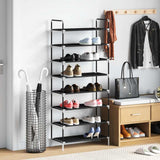 Shoe Rack with 8 Shelves Metal and Non-woven Fabric Black