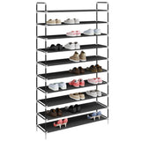 Shoe Rack with 10 Shelves Metal and Non-woven Fabric Black