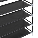 Shoe Rack with 10 Shelves Metal and Non-woven Fabric Black - 45-Degree Angle