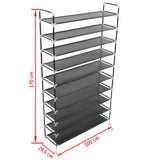 Shoe Rack with 10 Shelves Metal and Non-woven Fabric Black - Rear View