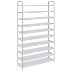 Shoe Rack with 10 Shelves Metal and Non-woven Fabric Silver