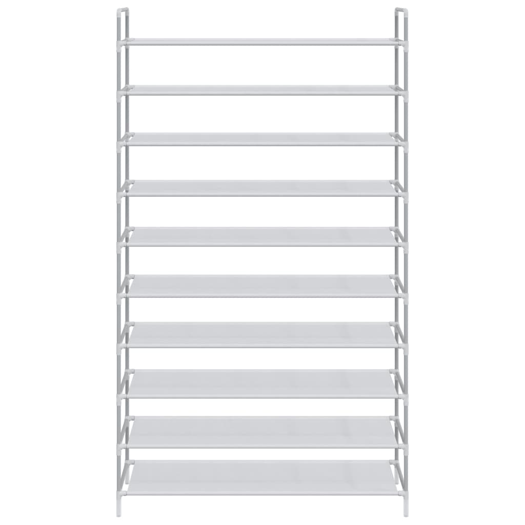 Shoe Rack with 10 Shelves Metal and Non-woven Fabric Silver