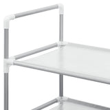 Shoe Rack with 10 Shelves Metal and Non-woven Fabric Silver - Rear View