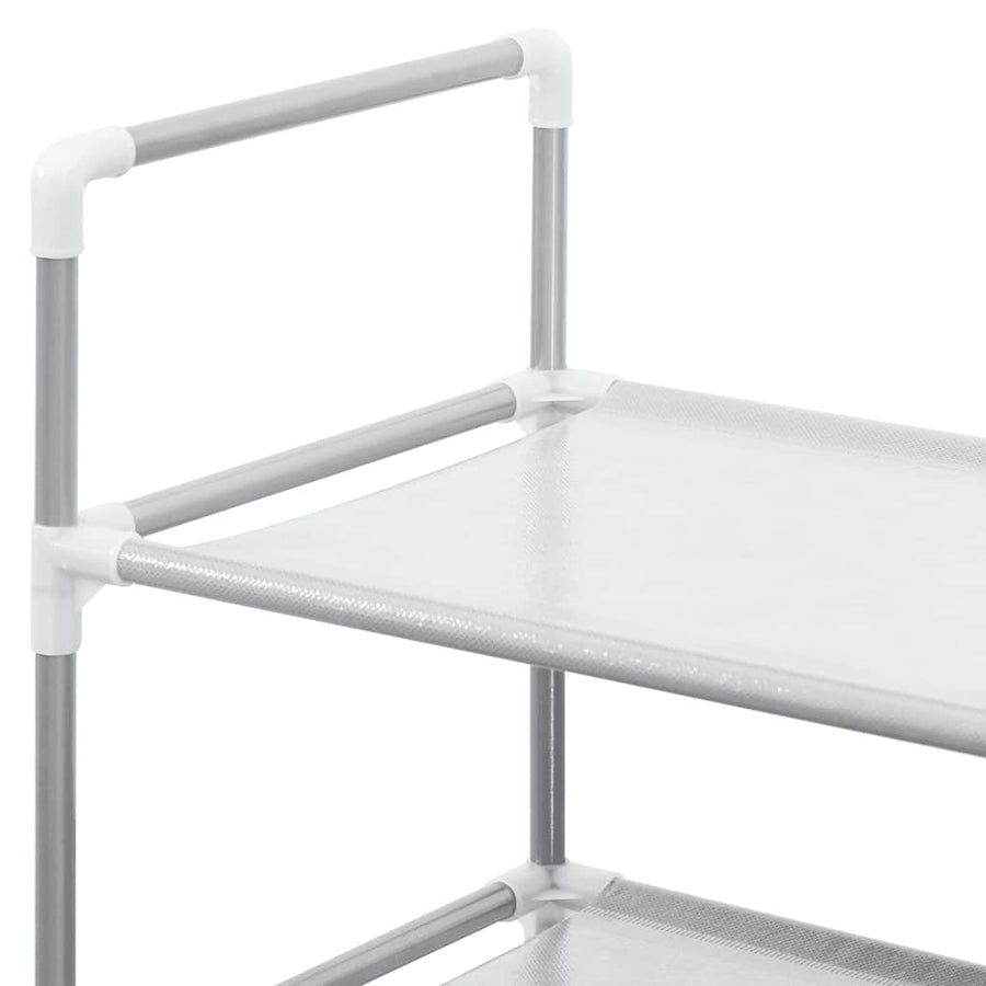 Shoe Rack with 10 Shelves Metal and Non-woven Fabric Silver