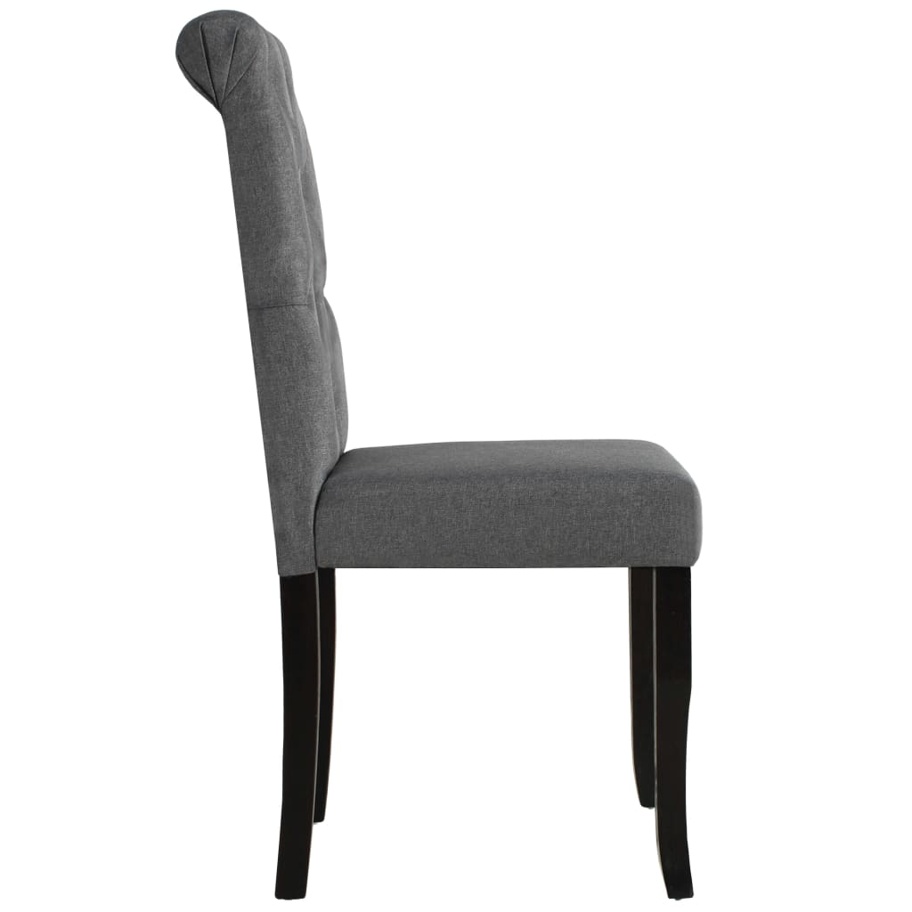 Dining Chairs 4 Pcs Dark Grey Fabric Tufted Button