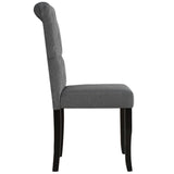 Dining Chairs 4 Pcs Dark Grey Fabric Tufted Button - Top-Down View