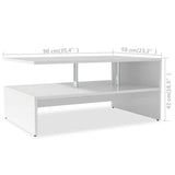 Coffee Table Engineered Wood 90x59x42 cm White - Rear View