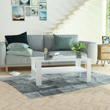 Coffee Table Engineered Wood 100x59x42 cm White - 45-Degree Angle