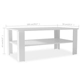 Coffee Table Engineered Wood 100x59x42 cm White - Rear View