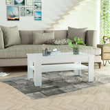 Coffee Table Engineered Wood 110x65x48 cm White - Rear View