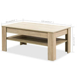 Coffee Table Chipboard 110x65x48 Cm Oak - Close-Up Angle