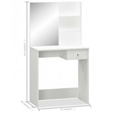 Dressing Table Engineered Wood 75x40x141 cm White - 45-Degree Angle