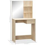 Dressing Table Engineered Wood 75x40x141 cm Oak - 45-Degree Angle
