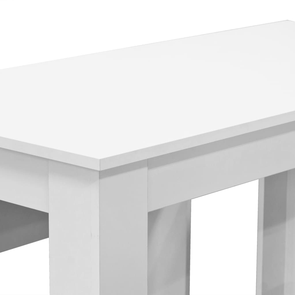 Dining Table and Benches 3 Pieces Engineered Wood White