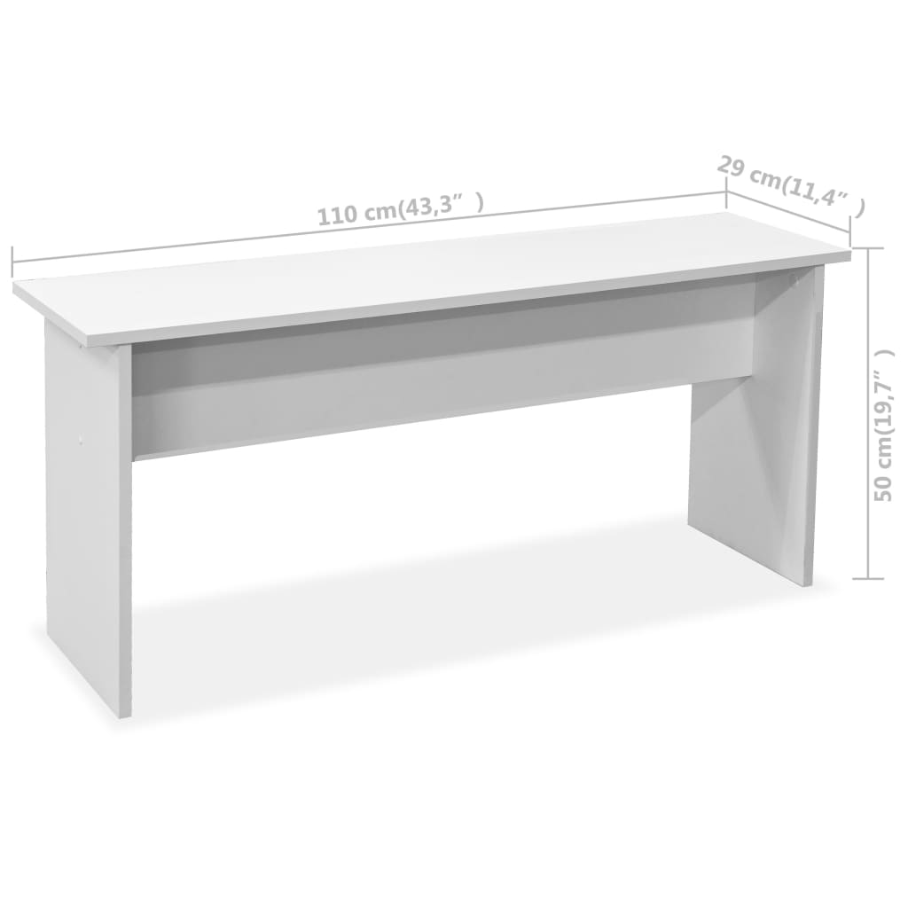 Dining Table and Benches 3 Pieces Engineered Wood White