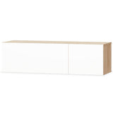 TV Cabinet Engineered Wood 120x40x34 cm High Gloss White and Oak - Front View