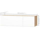 Tv Cabinet Chipboard 120x40x34 Cm High Gloss White And Oak - 45-Degree Angle