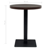 Bistro Table MDF and Steel Round 60x75 cm Dark Ash - Rear View