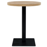 Bistro Table MDF and Steel Round 60x75 cm Oak Colour - Side View