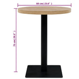 Bistro Table MDF and Steel Round 60x75 cm Oak Colour - Rear View
