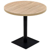 Bistro Table MDF and Steel Round 80x75 cm Oak Colour - Front View