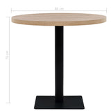 Bistro Table MDF and Steel Round 80x75 cm Oak Colour - Rear View