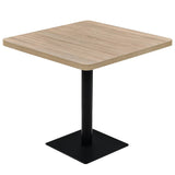 Bistro Table MDF and Steel Square 80x80x75 cm Oak Colour - Front View