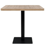 Bistro Table MDF and Steel Square 80x80x75 cm Oak Colour
