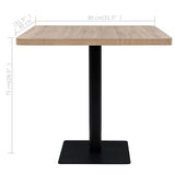 Bistro Table MDF and Steel Square 80x80x75 cm Oak Colour - Rear View