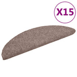Stair Mats Self-adhesive 15 pcs 56x17x3 cm Light Brown Half Round