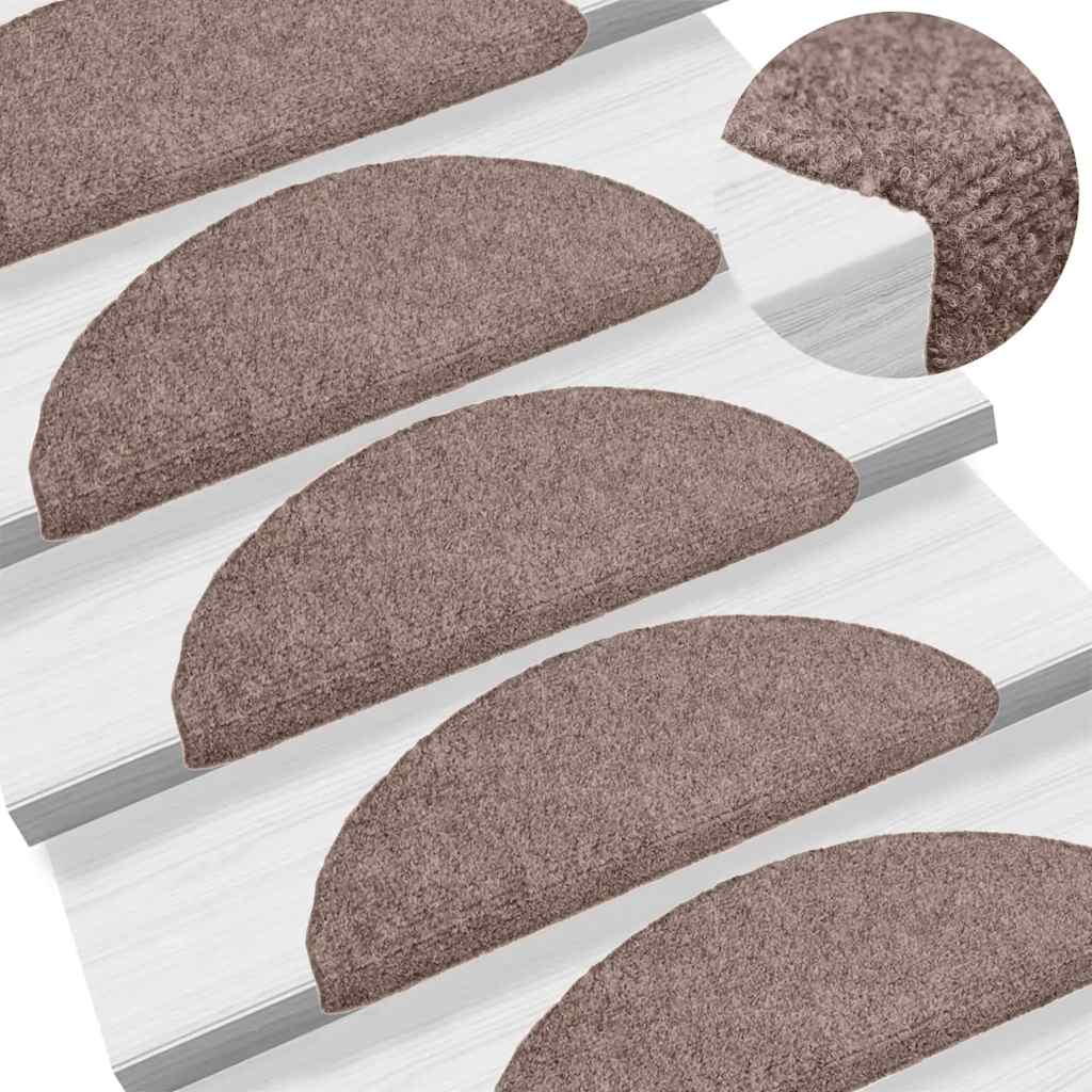 Stair Mats Self-adhesive 15 pcs 56x17x3 cm Light Brown Half Round