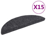 Stair Mats Self-adhesive 15 pcs 56x17x3 cm Dark Grey Half Round