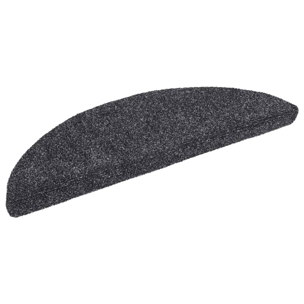 Stair Mats Self-adhesive 15 pcs 56x17x3 cm Dark Grey Half Round