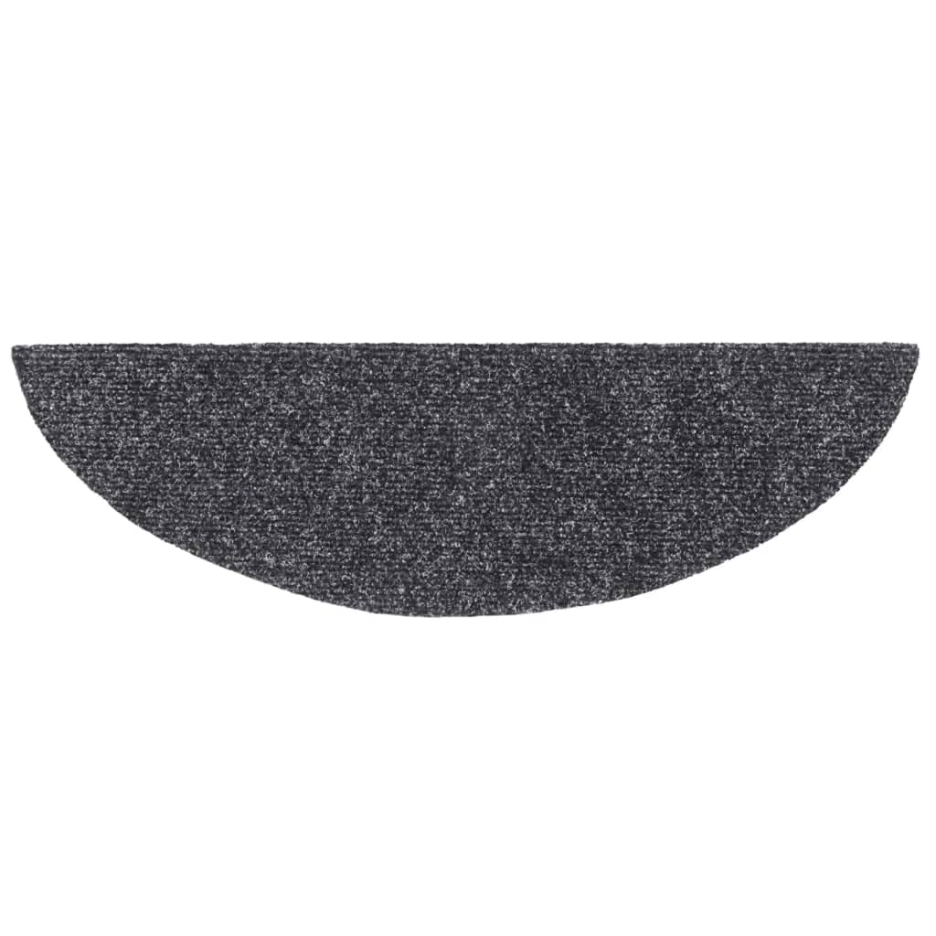 Stair Mats Self-adhesive 15 pcs 56x17x3 cm Dark Grey Half Round