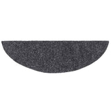 Stair Mats Self-adhesive 15 pcs 56x17x3 cm Dark Grey Half Round