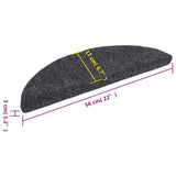 Stair Mats Self-adhesive 15 pcs 56x17x3 cm Dark Grey Half Round - Low Angle