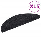 Stair Mats Self-adhesive 15 pcs 56x17x3 cm Black Half Round